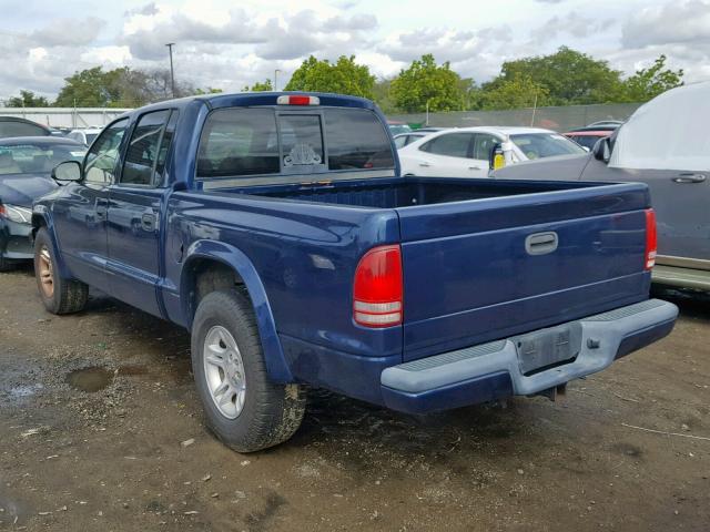 1B7HL38N62S589719 - 2002 DODGE DAKOTA QUA BLUE photo 3