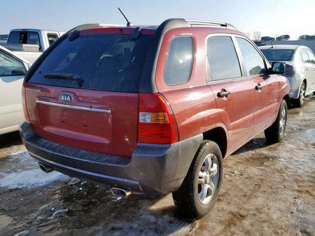 KNDJE723977399255 - 2007 KIA SPORTAGE E RED photo 4