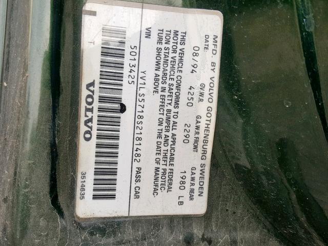 YV1LS5718S2181482 - 1995 VOLVO 850 GREEN photo 10