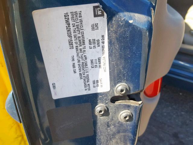 1G2WP52K03F152870 - 2003 PONTIAC GRAND PRIX 青色 照片 10