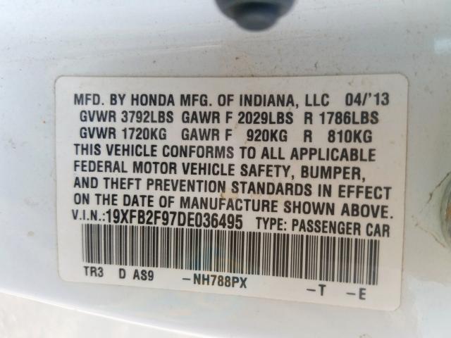 19XFB2F97DE036495 - 2013 HONDA CIVIC EXL  照片 10