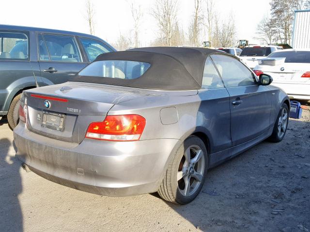 WBAUL7C55DVU10081 - 2013 BMW 128 I GRAY photo 4