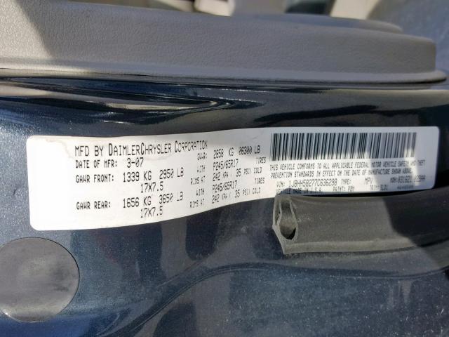 1J8HH58277C636298 - 2007 JEEP COMMANDER CHARCOAL photo 10