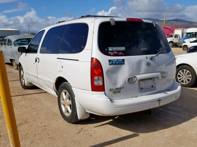 4N2ZN17T12D810535 - 2002 NISSAN QUEST GLE WHITE photo 3