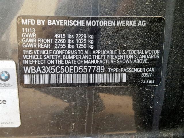 WBA3X5C50ED557789 - 2014 BMW 328 XIGT GRAY photo 10