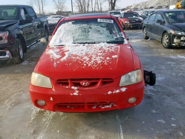 KMHCG35C02U222686 - 2002 HYUNDAI ACCENT GS RED photo 10