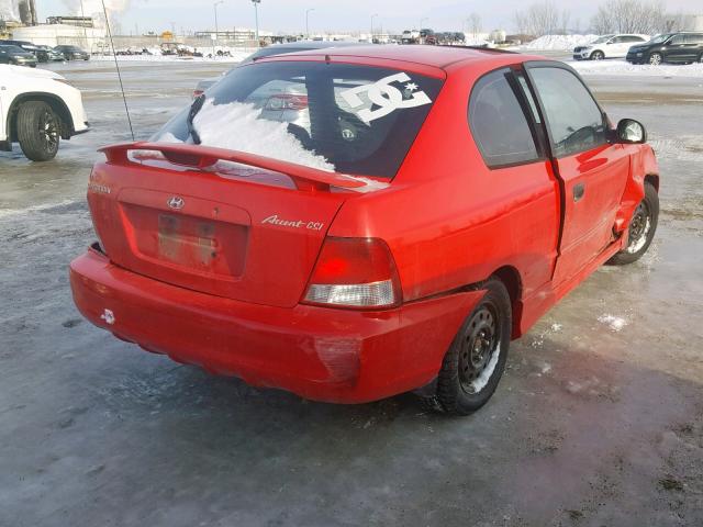 KMHCG35C02U222686 - 2002 HYUNDAI ACCENT GS RED photo 4