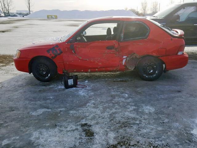 KMHCG35C02U222686 - 2002 HYUNDAI ACCENT GS RED photo 9