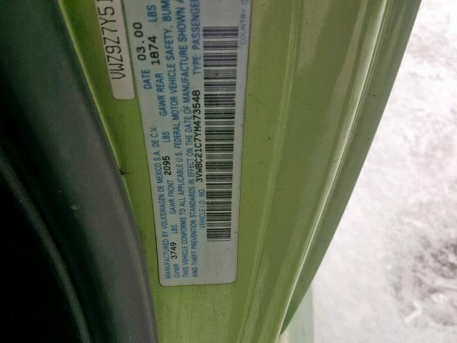 3VWBC21C7YM473548 - 2000 VOLKSWAGEN NEW BEETLE Yaşıl foto 10