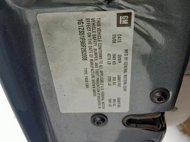 1G1ZS51F96F282008 - 2006 CHEVROLET MALIBU LS Boz foto 10