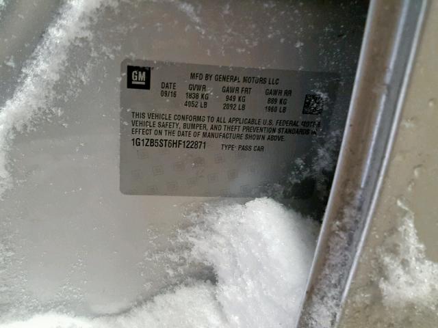 1G1ZB5ST6HF122871 - 2017 CHEVROLET MALIBU LS GRAY photo 10