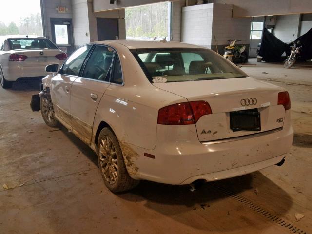 WAUDF78E98A166822 - 2008 AUDI A4 2.0T QU WHITE photo 3