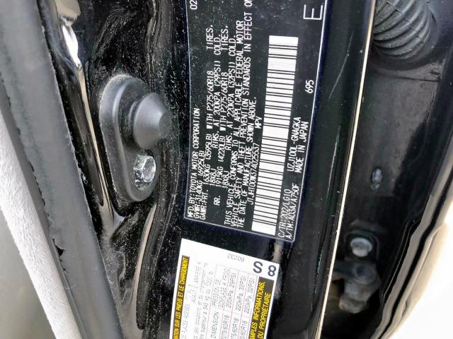 JTJHT00W374025537 - 2007 LEXUS LX 470 BLACK photo 10