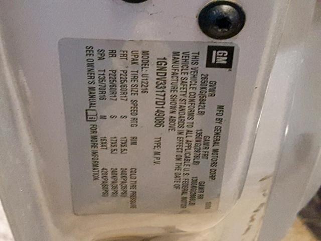 1GNDV33177D149086 - 2007 CHEVROLET UPLANDER L 银色 照片 10