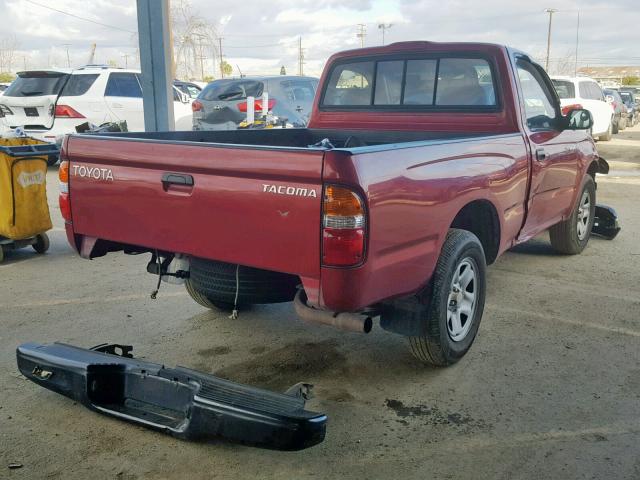 5TENL42N01Z754384 - 2001 TOYOTA TACOMA RED photo 4