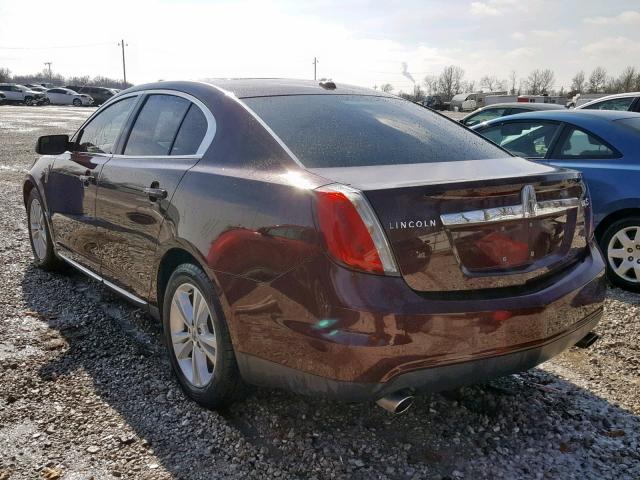 1LNHL9DRXAG616140 - 2010 LINCOLN MKS MAROON photo 3