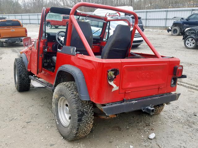 1JCCF87E0GT120433 - 1986 JEEP JEEP CJ7 RED photo 3