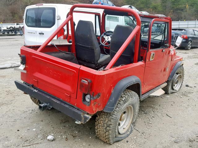 1JCCF87E0GT120433 - 1986 JEEP JEEP CJ7 RED photo 4