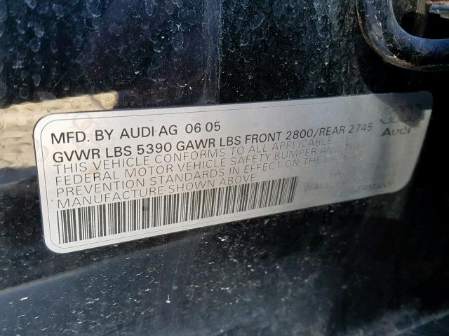 WAUEL94F96N023866 - 2006 AUDI A6 S-LINE BLACK photo 10