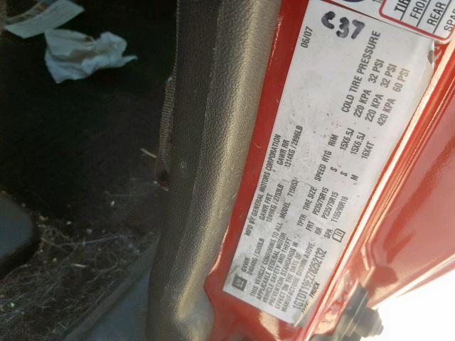 1GTDT19E278252132 - 2007 GMC CANYON RED photo 10