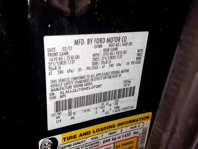 5LMJJ2JT5HEL07287 - 2017 LINCOLN NAVIGATOR BLACK photo 10