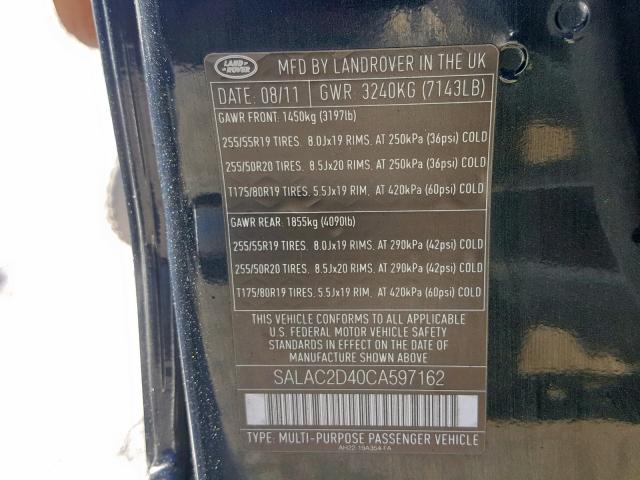 SALAC2D40CA597162 - 2012 LAND ROVER LR4 BASE 黑色 照片 10