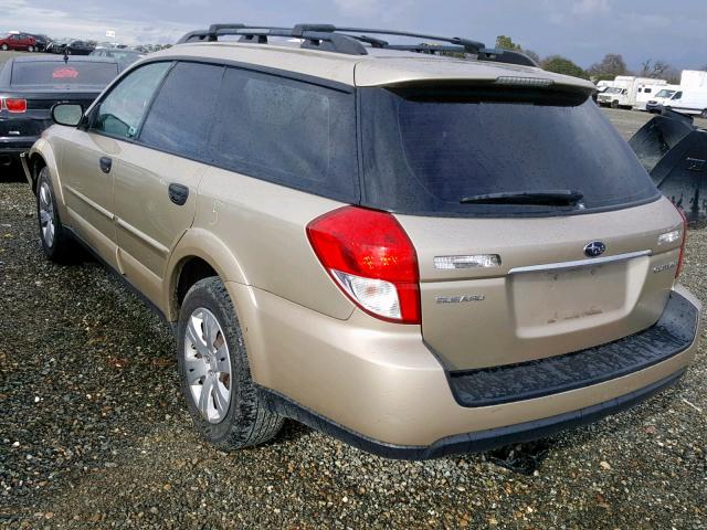 4S4BP60C387308327 - 2008 SUBARU OUTBACK GOLD photo 3