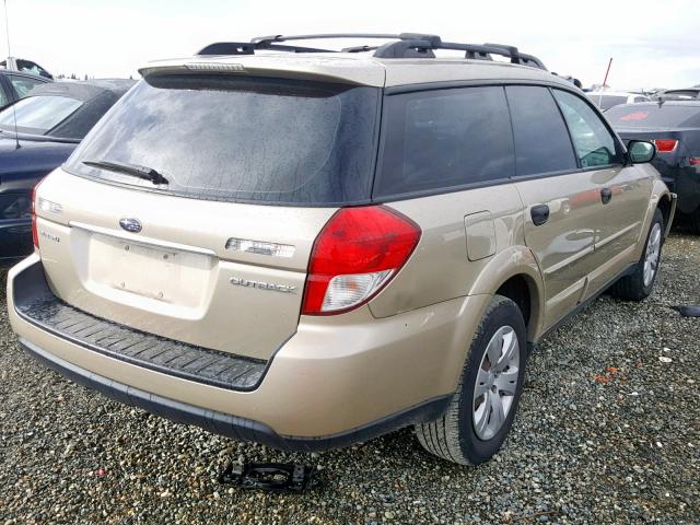 4S4BP60C387308327 - 2008 SUBARU OUTBACK GOLD photo 4