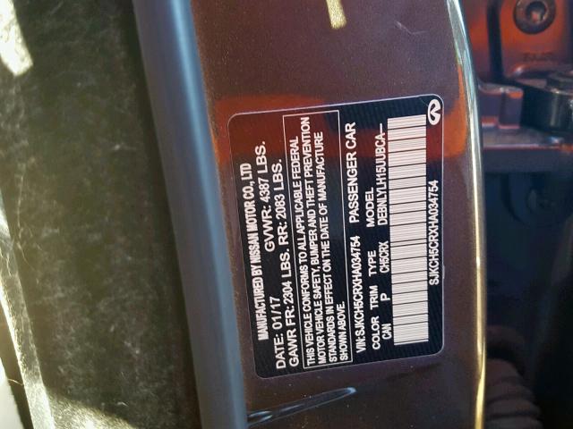 SJKCH5CRXHA034754 - 2017 INFINITI QX30 BASE BROWN photo 10