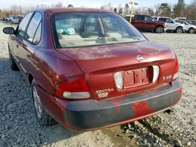 3N1CB51A13L558266 - 2003 NISSAN SENTRA GXE BURGUNDY photo 3