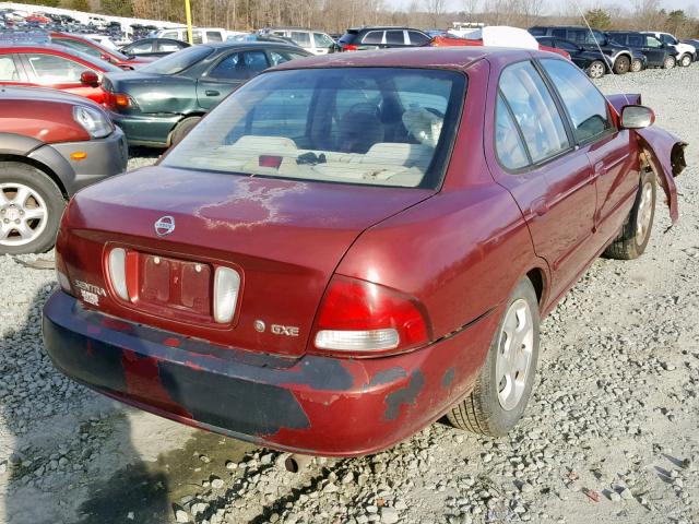 3N1CB51A13L558266 - 2003 NISSAN SENTRA GXE BURGUNDY photo 4