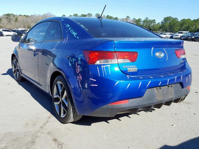 KNAFW6A39A5192458 - 2010 KIA FORTE SX BLUE photo 3