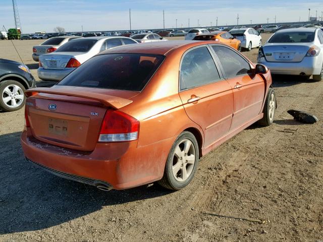 KNAFE121075007998 - 2007 KIA SPECTRA EX ORANGE photo 4