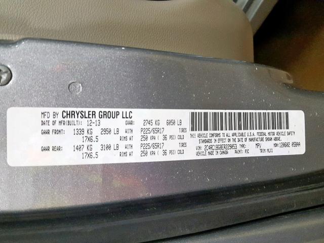 2C4RC1BG8ER229053 - 2014 CHRYSLER TOWN & COU GRAY photo 10