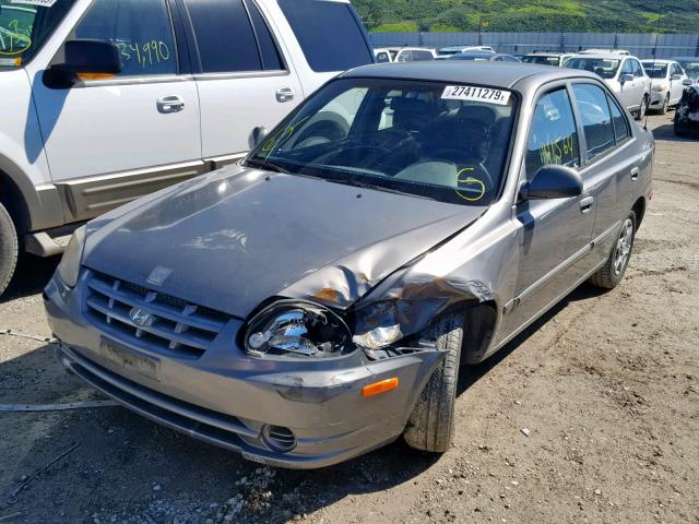 KMHCG45C44U566031 - 2004 HYUNDAI ACCENT GL GRAY photo 2