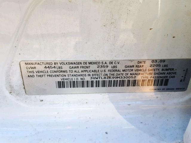 3VWTL81K99M330052 - 2009 VOLKSWAGEN JETTA TDI WHITE photo 10