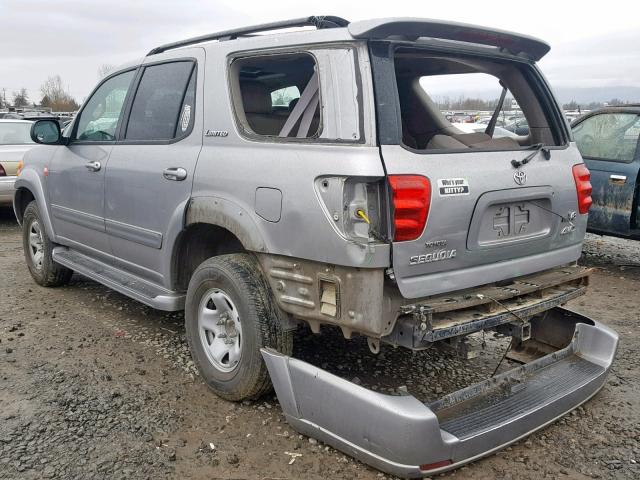 5TDBT48A62S125900 - 2002 TOYOTA SEQUOIA LI SILVER photo 3