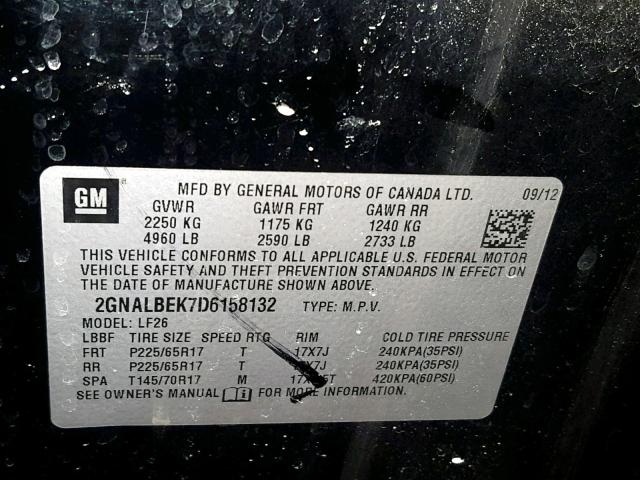 2GNALBEK7D6158132 - 2013 CHEVROLET EQUINOX LS BLACK photo 10