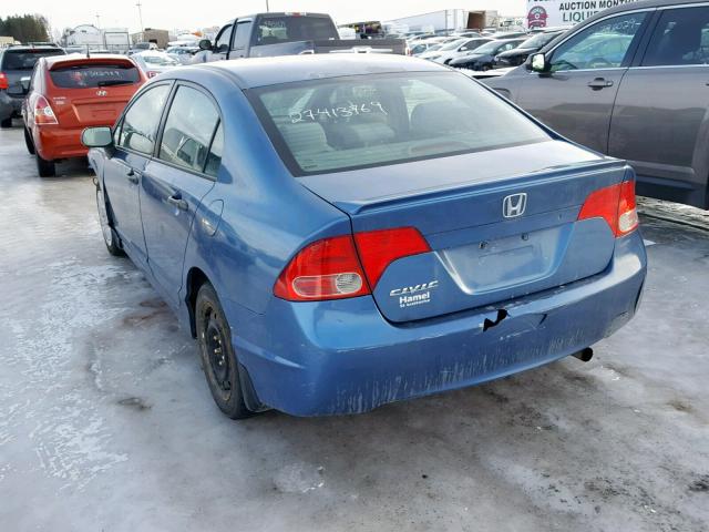 2HGFA16238H000928 - 2008 HONDA CIVIC DX BLUE photo 3