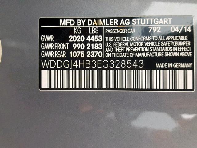 WDDGJ4HB3EG328543 - 2014 MERCEDES-BENZ C 250 GRAY photo 10