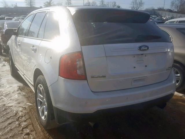 2FMDK3J90EBB38603 - 2014 FORD EDGE SEL WHITE photo 3