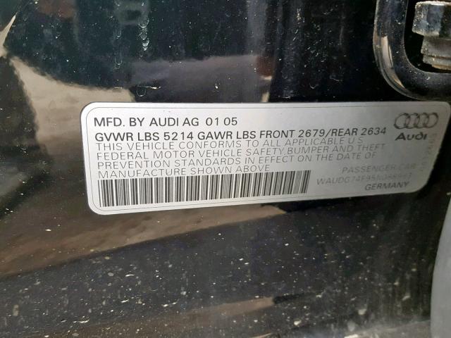 WAUDG74F95N088963 - 2005 AUDI A6 3.2 QUA BLACK photo 10