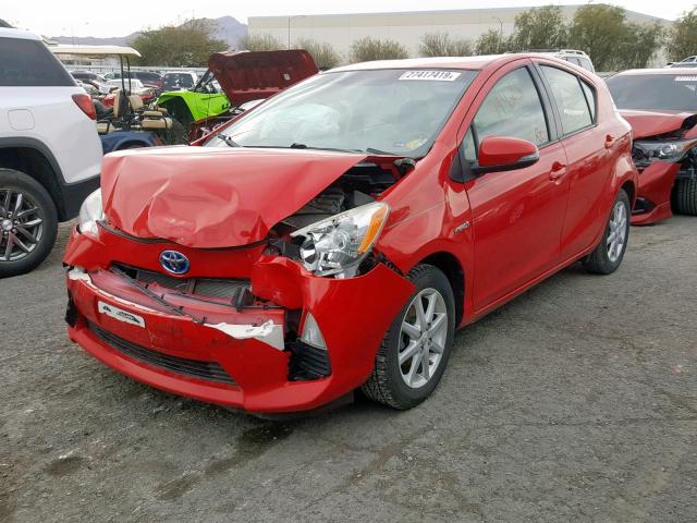 JTDKDTB35D1537548 - 2013 TOYOTA PRIUS C RED photo 2