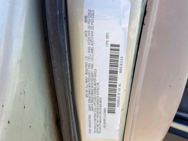 4S4BP61C167309830 - 2006 SUBARU LEGACY OUT TAN photo 10