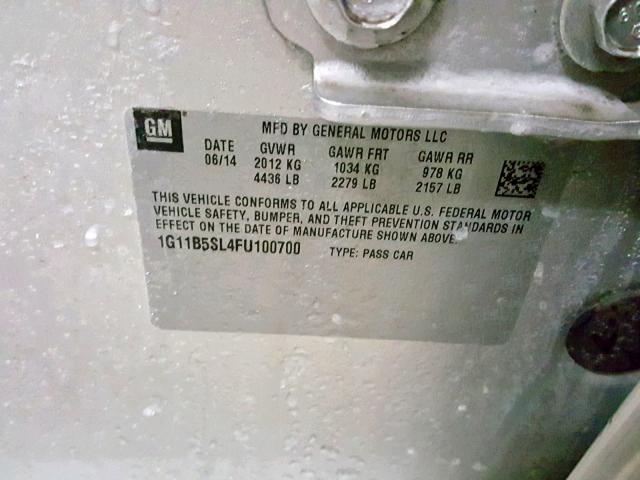 1G11B5SL4FU100700 - 2015 CHEVROLET MALIBU LS SILVER photo 10