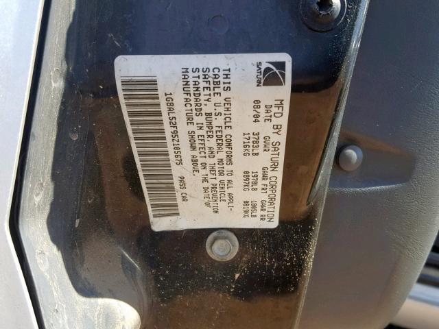 1G8AL52F95Z105675 - 2005 SATURN ION LEVEL SILVER photo 10