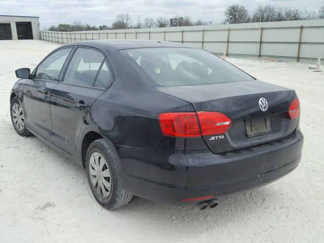 3VW2K7AJ3DM382656 - 2013 VOLKSWAGEN JETTA BASE BLACK photo 3