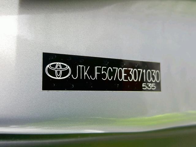 JTKJF5C70E3071030 - 2014 TOYOTA SCION TC 银色 照片 10