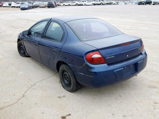 1B3ES26C13D104055 - 2003 DODGE NEON SE BLUE photo 3