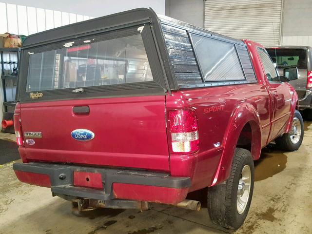1FTYR10D59PA04373 - 2009 FORD RANGER RED photo 4